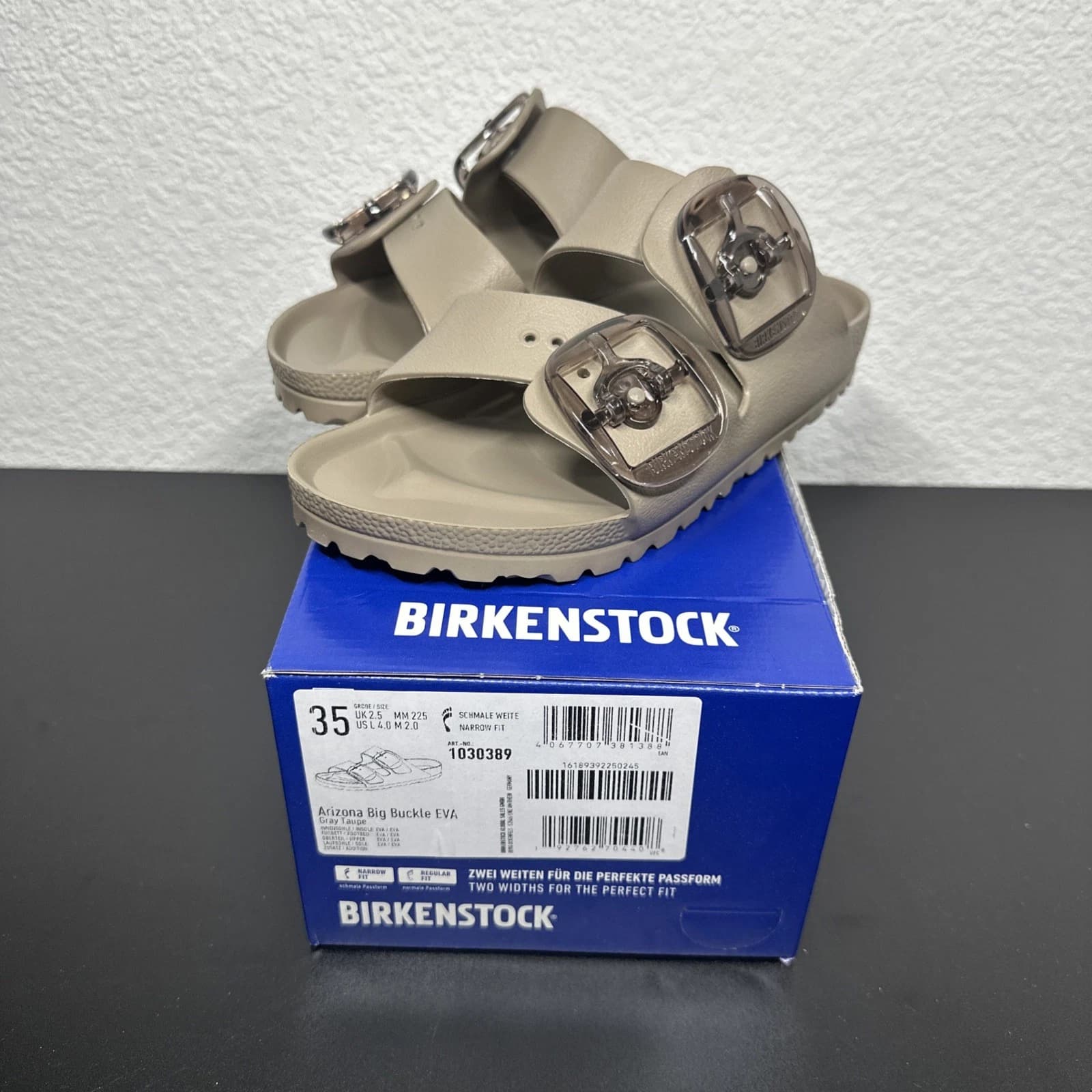 Birkenstock Arizona Big Buckle EVA Grau Gray Taupe Gr. 35 Schmale Weite Neu