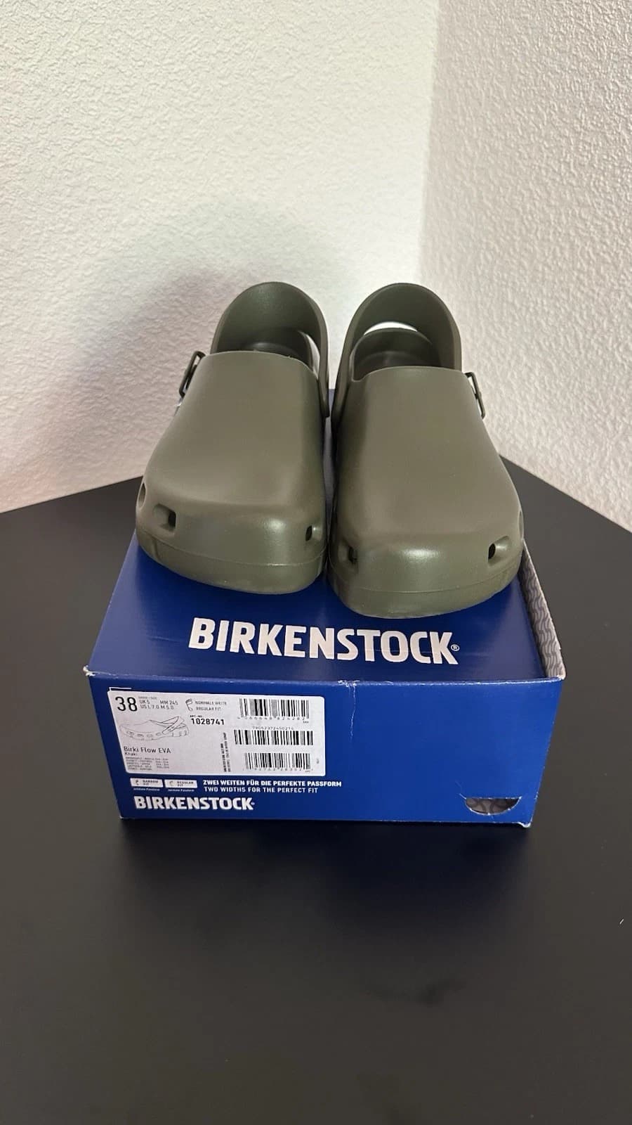 Birkenstock Birki Flow EVA Khaki Gr. 38 Regular Fit Clogs Sandalen Normale Weite